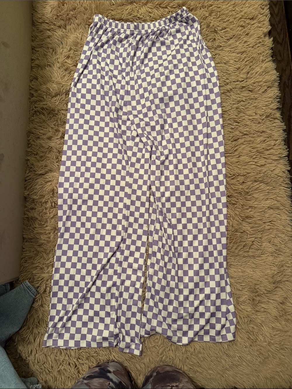 Purple and White Checkerboard Pants